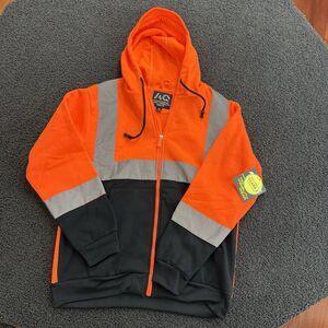 Arctic Quest High Visibility Class 2 Safety Hoodie Jacket Orange Black Gray MED